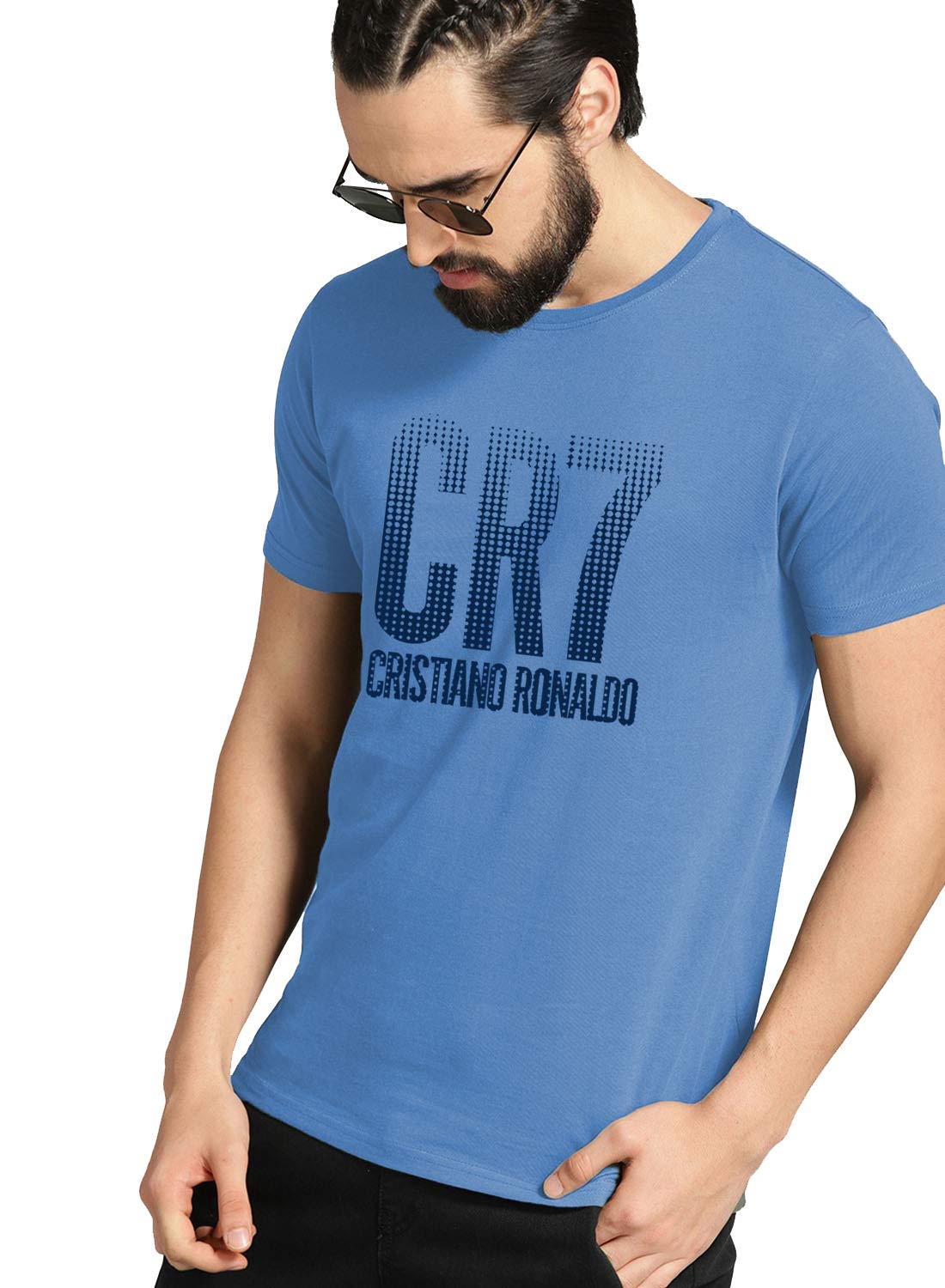 ADRO Design Printed Sky Blue T-Shirt for Men & Women (RNR-M-CR07-SK_SkyBlue)