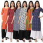 Pinkmint Straight Vibrant Colour Crepe KurtiS For WomenS Ll Fashion Fusion Kurti Ll Summer Kurti (Pack Of 6)