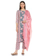 Gosriki Women'S Cotton Blend Printed Straight Kurta With Pant & Dupatta (Rinki Grey_S-Go_Grey_Small)