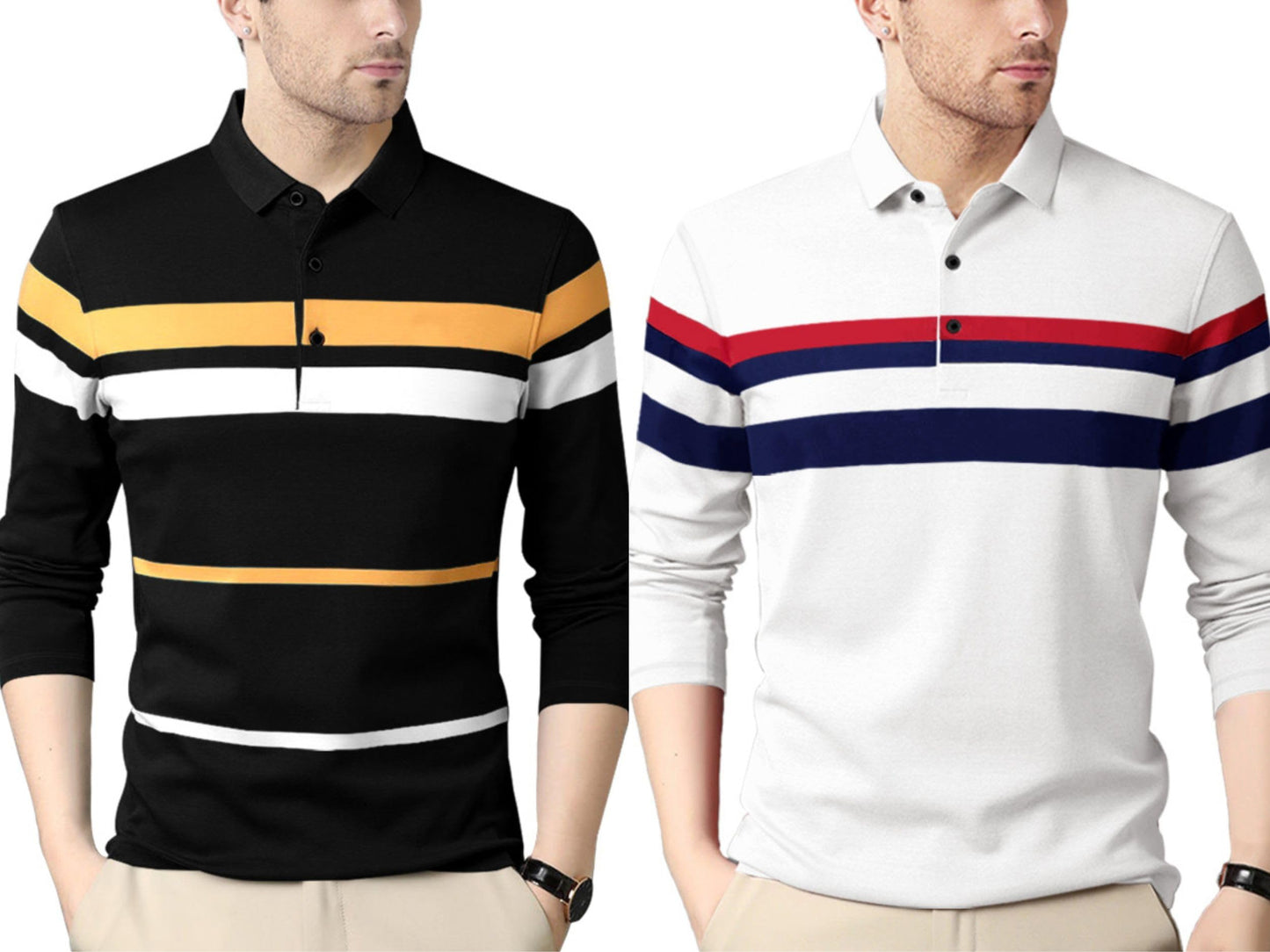 Noble Monk MenS (Combo Pack Of 2) -Regular Fit Polo T Shirt |Full Sleeves T-Shirt