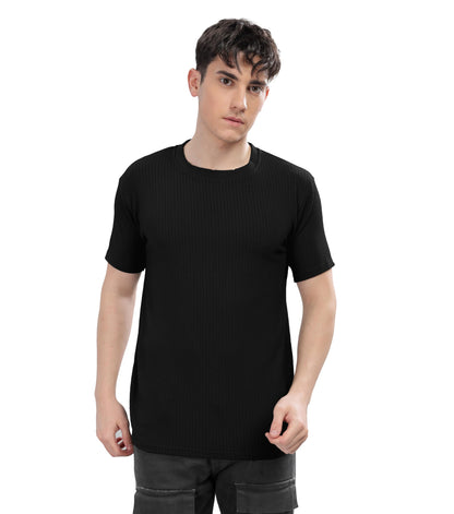 SHODOX Mens Polycotton Solid Round Neck Regular Fit Tshirt (Pack of 1) Black