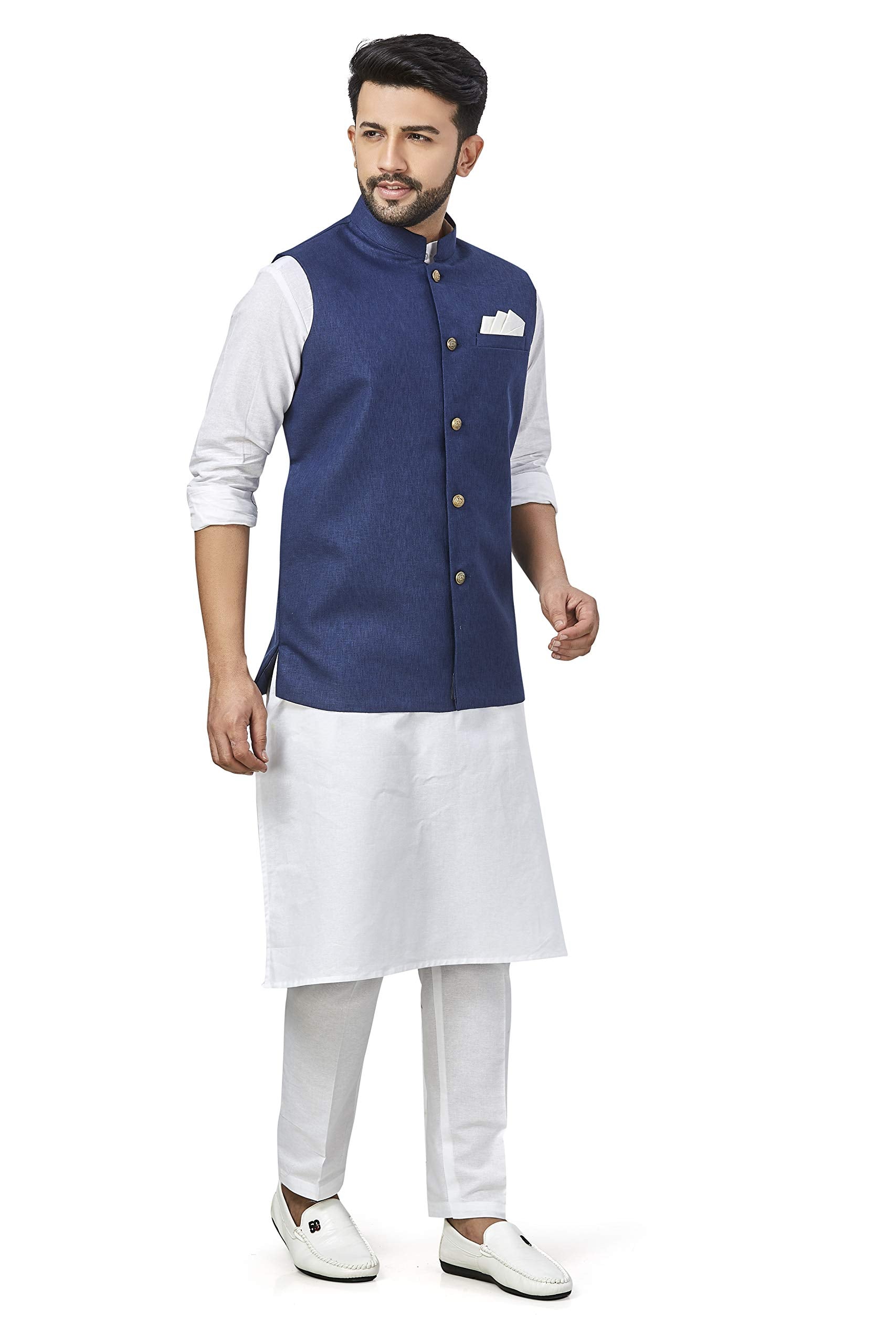 baaamboos 100% Cotton Blend Stylish Trendy Solid Pattern Sleeveless Comfortable Mens only Nehru Jacket for Regular Use Ethnic W