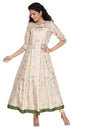 Aurelia Printed Polyester Round Neck Womens Ankle Length Kurta (A21Au503382003, Brown, Medium)