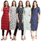 Pinkmint Crepe Digital Printed Kurti For Womens Straight Kurti For Women (Pack Of 5)