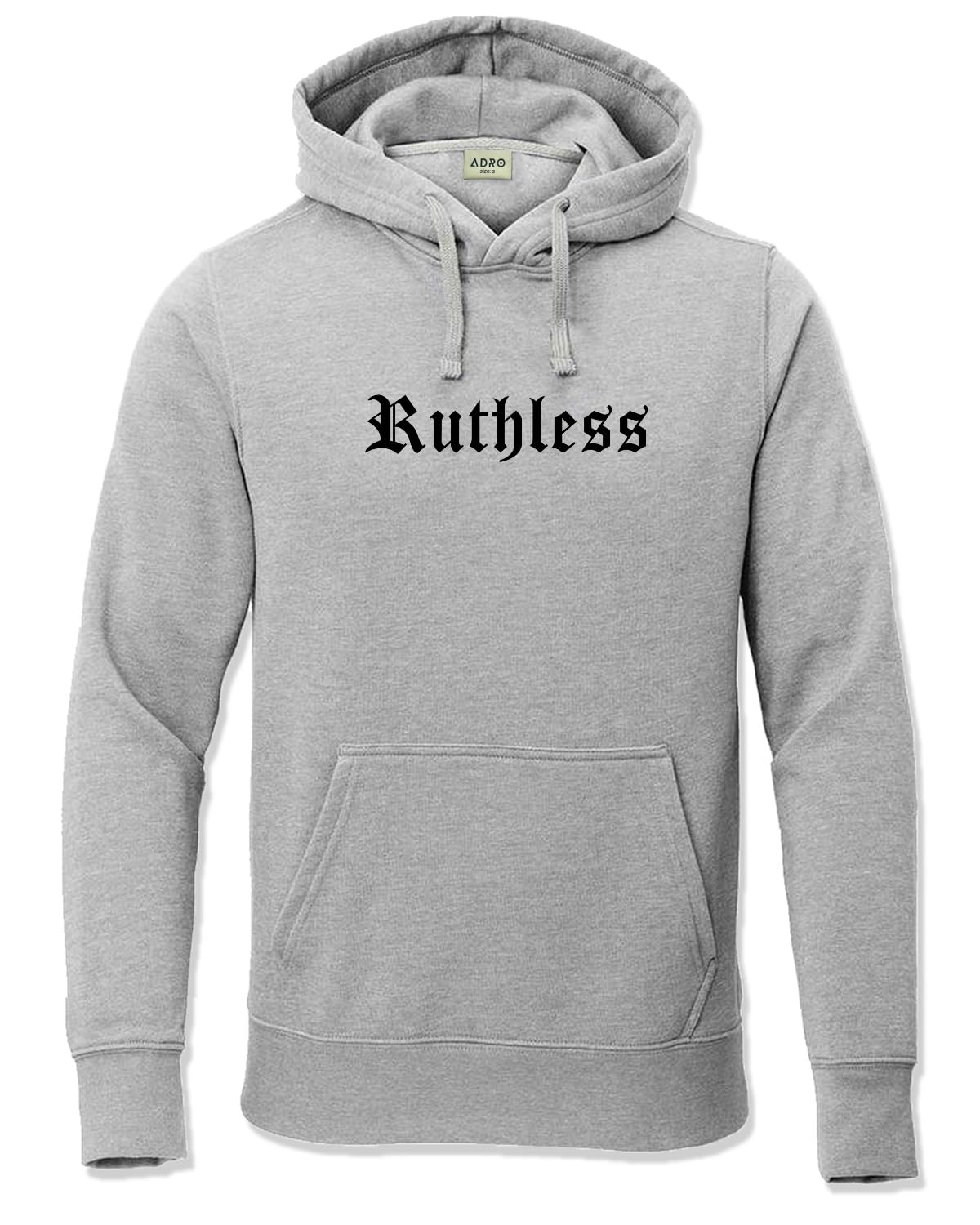 ADRO Men's Cotton Neck Hooded Sweatshirt (H24-RUTH-GR_Grey