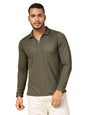 Rigo Polyester T-Shirt for Men | High Neck, Slim Fit T-Shirt for Men | Solid Casual T-Shirts Army Green