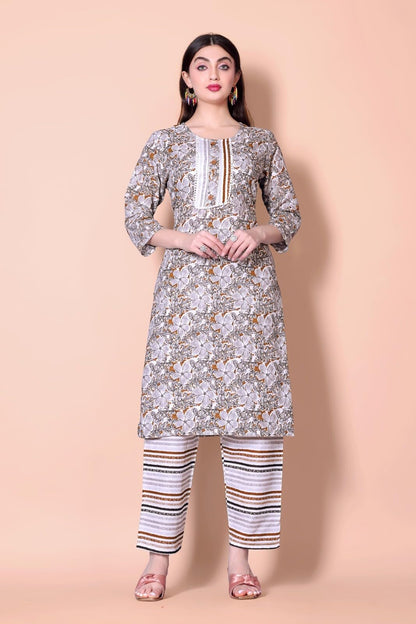 Shiv Textiles Pure Cotton Kurta Pant Set For Women