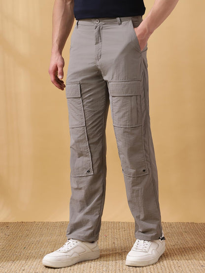 Dennis Lingo Men Solid Nylon Mid Rise Straight fit Cargo Joggers