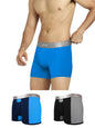 XYXX Mens Underwear Illuminati IntelliSoft Antimicrobial Micro Modal Trunk Pack of 3 (Black Iris & Brilliant Blue ; Brilliant B