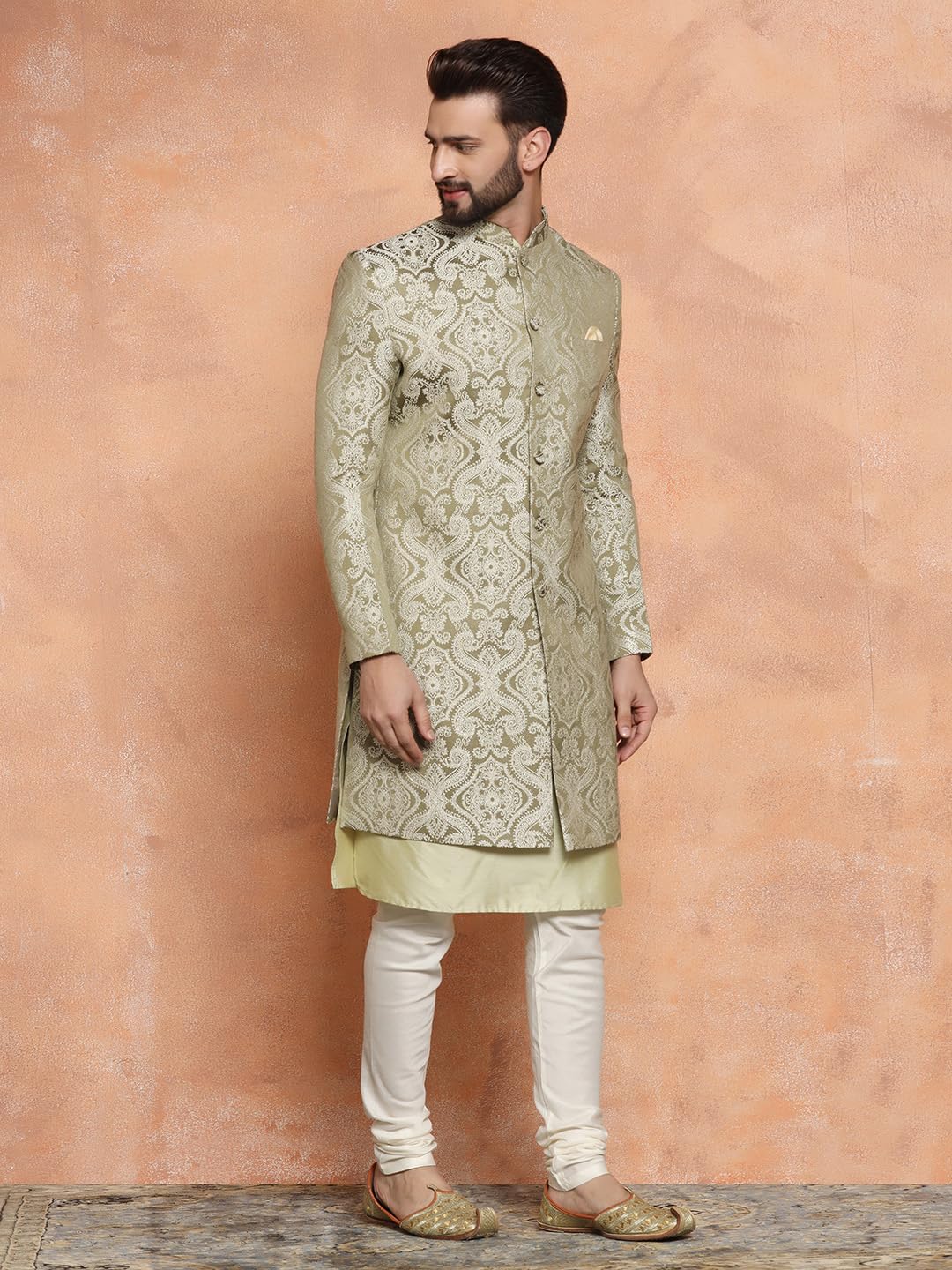Kisah Sherwani Set For Men  Silk Blend Embroidered Indo Western Sherwani With Kurta And Trouser | Designer Ethnic Outfit For Wed