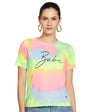 Juneberry Multicolour Cotton Round-Neck Tie-Dye T-Shirt For Women
