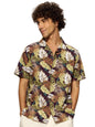 The Souled Store Just Leafy Men and Boys Short Sleeves Collared Neck Button Front Multicolor All Over Printed Cotton Holiday Shi