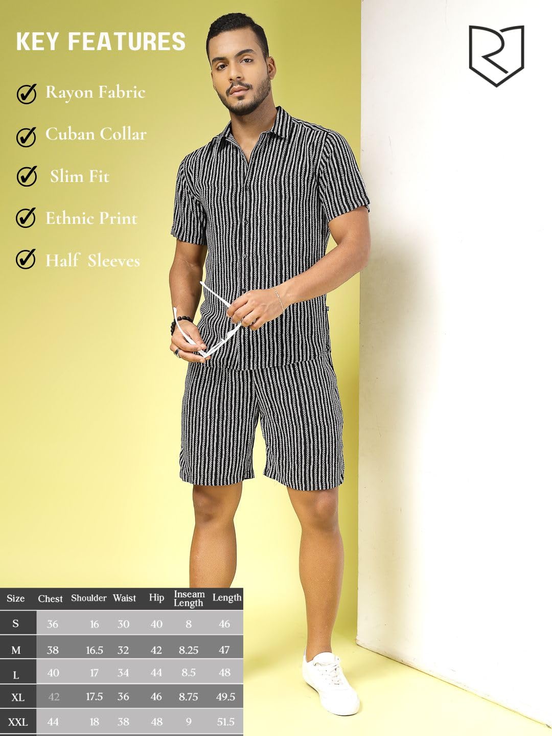 Rigo Printed Co-Ord Set For MenS | Casual Shirt & Shorts Night Suit Set | Lounge-Wear Nightdress Shorts Set For MenS | Night W