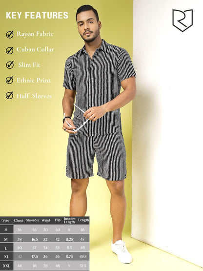 Rigo Printed Co-Ord Set For MenS | Casual Shirt & Shorts Night Suit Set | Lounge-Wear Nightdress Shorts Set For MenS | Night W