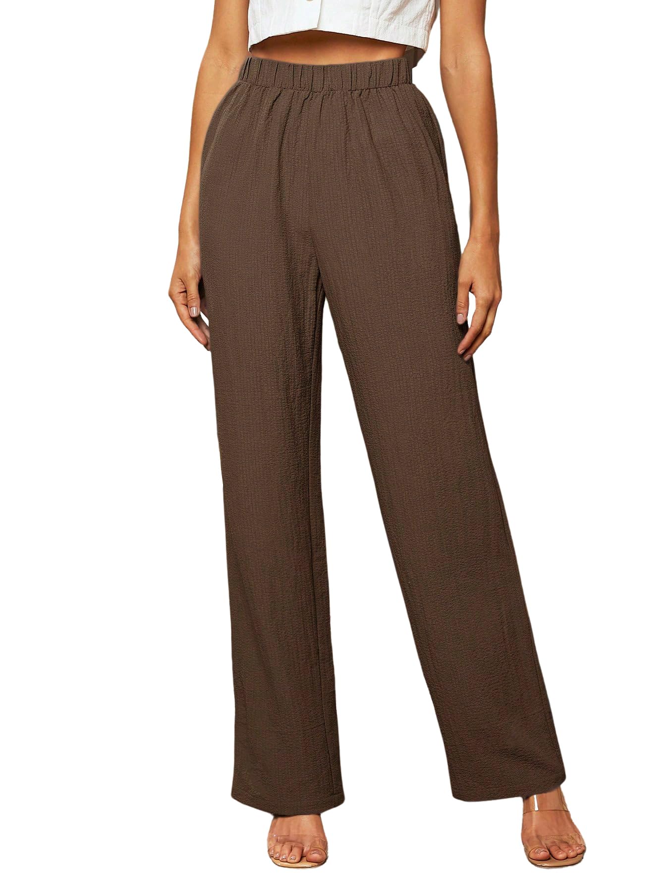 Toplot WomenS High-Waisted Trousers | Tailored Wide-Leg Pants | Casual & Formal Wear | Chic And Elegant Look (Women-Trouser-5230