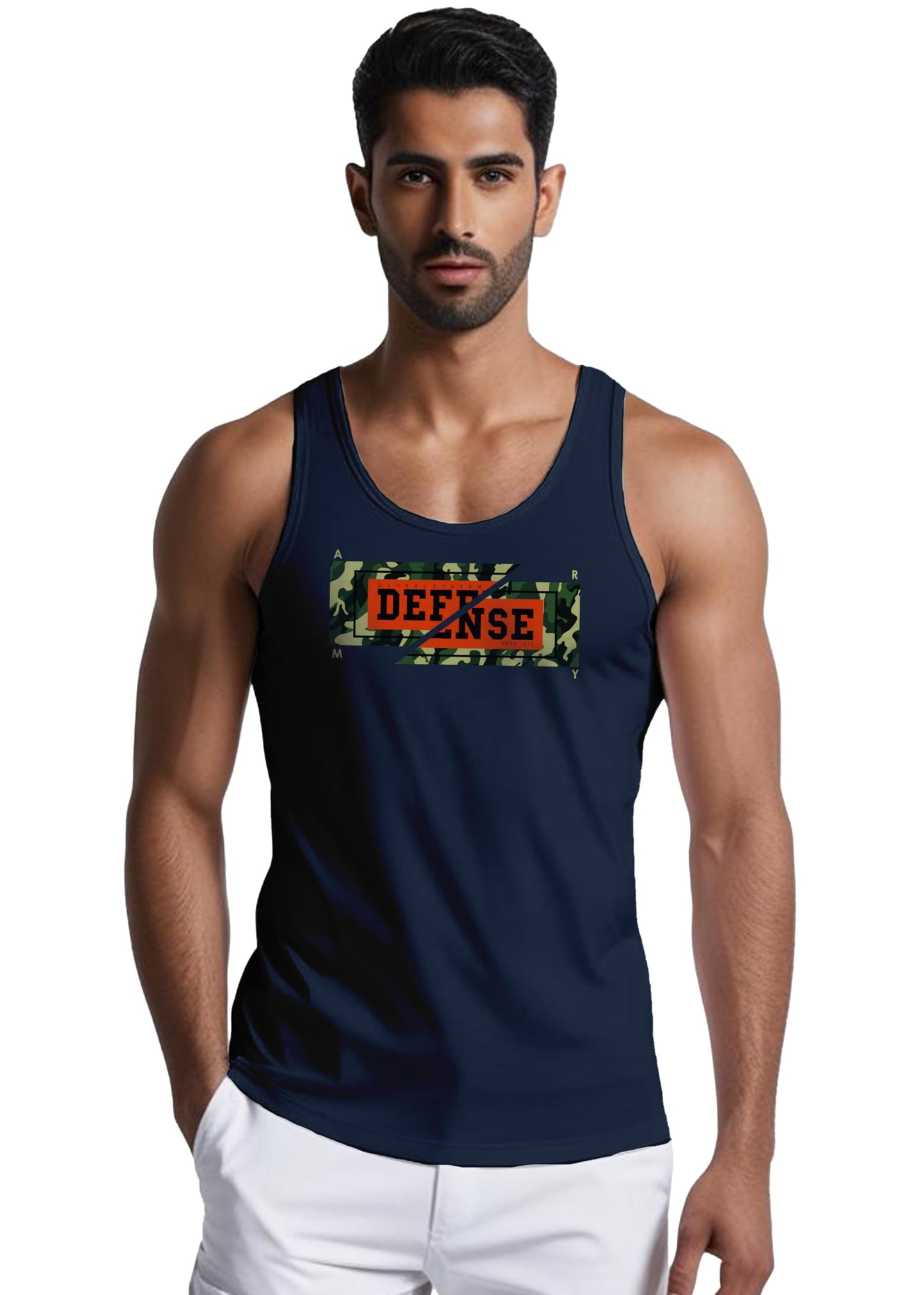 Peppyzone Mens Printed Regular Fit Vest (TT-ArmyP-1092_Navy Blue4