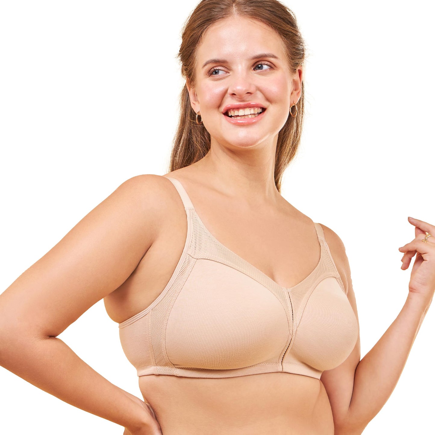 Enamor AB75 M-Frame JIggle Control Full Support Supima Cotton Bra - Non-Padded, Wirefree & Full Coverage