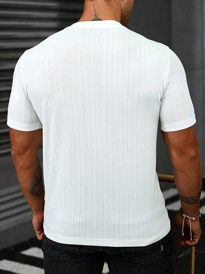 SMOWKLY Mens Solid Regular Fit T-Shirt (1279_White