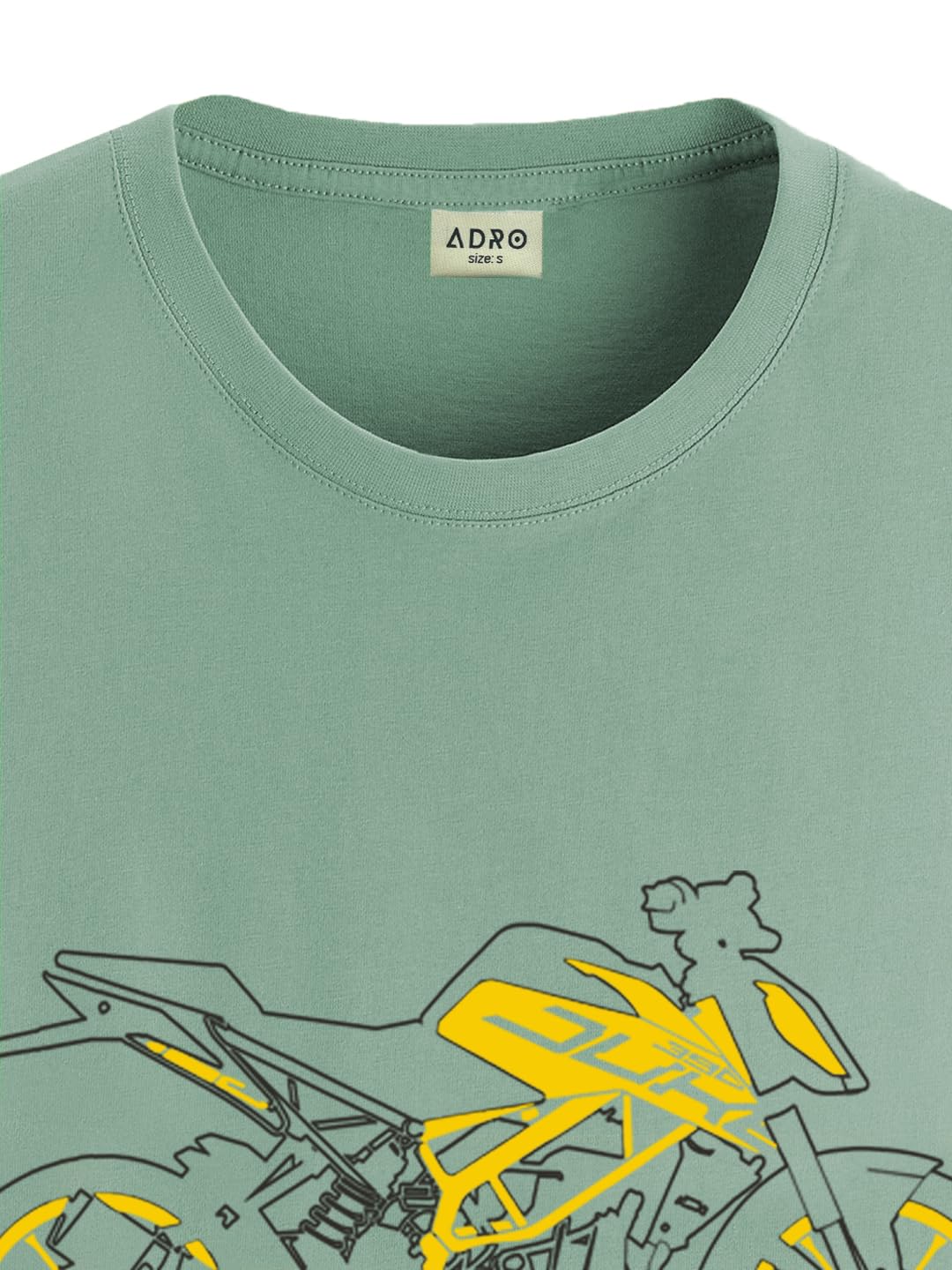 ADRO Men's Biker Design Printed 100% Cotton T-Shirt - Regular Fit, Printed T-Shirts for Men (RN24-KTM-PT_Pista)