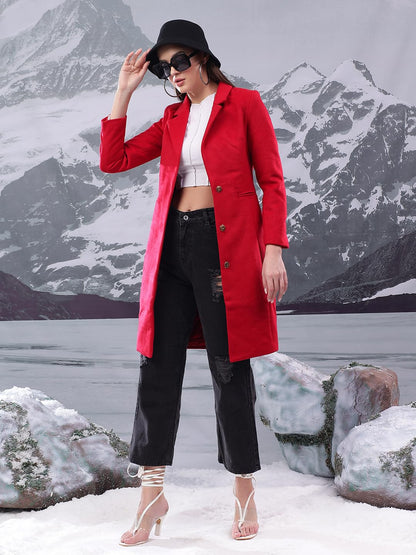 Kotty WomenS Longline Tailored Sleek & Sophisticated Layering Piece Coat (Red,S)