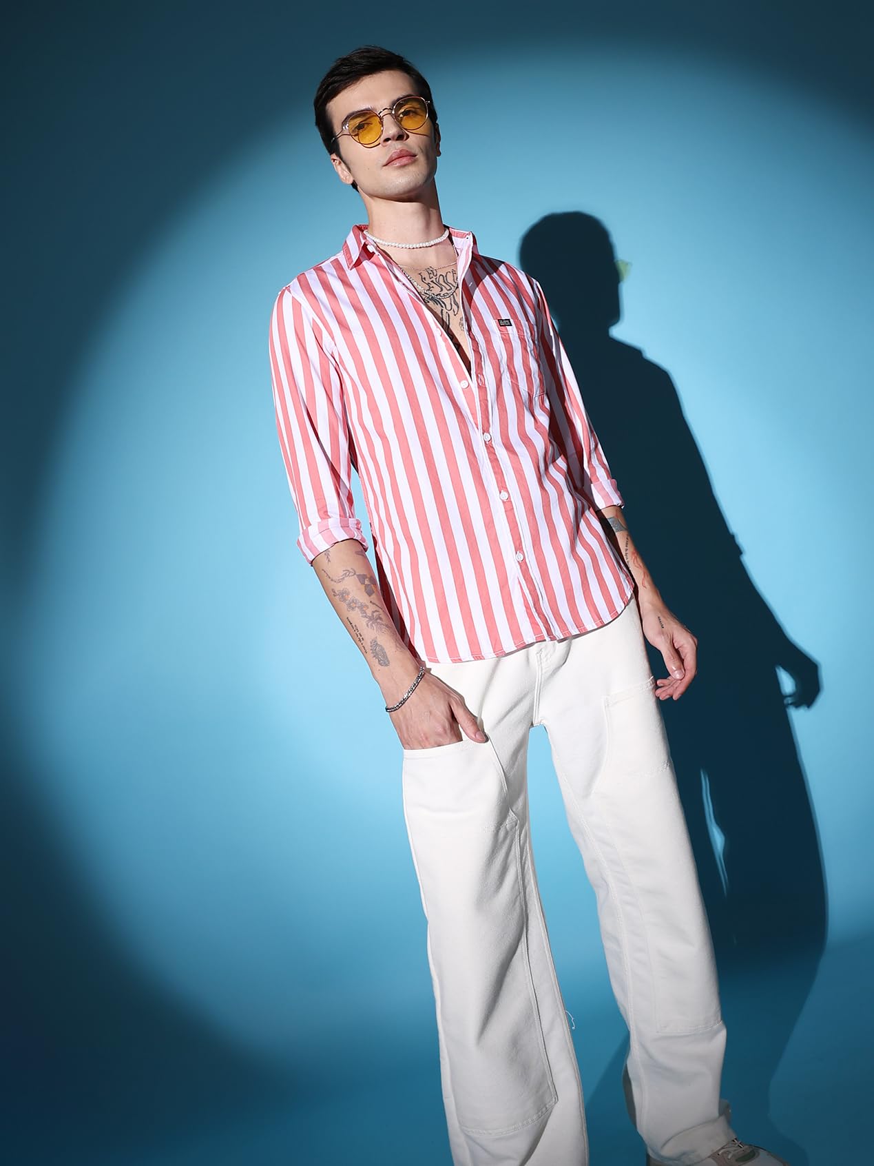 The Indian Garage Co Mens Slim Fit Shirt (0723-SHSTYD-02-01_Pink
