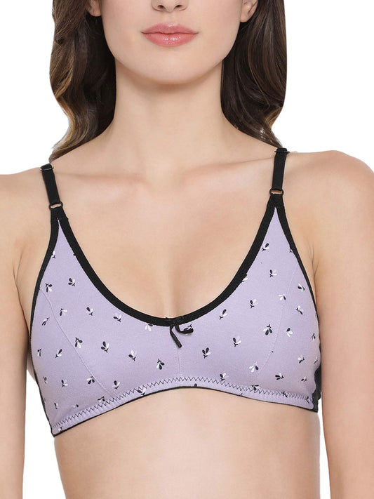 Clovia Womens Cotton Non Padded Non Wired Printed Bra (BR1815P12_Purple_32C)