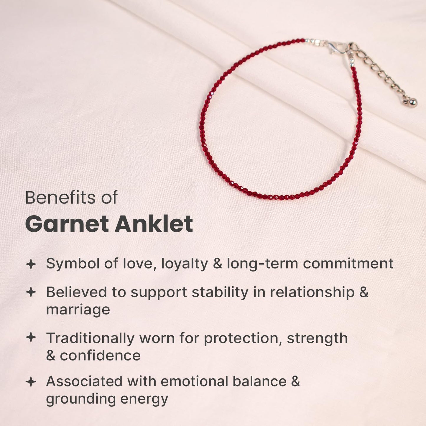Astrotalk Garnet Anklet | Stone of Courage, Protection & Stability | Garnet Anklet for Women | Best Gift for Woman | Spiritual Jewellery for Women | Valentine Gift for Girlfriend