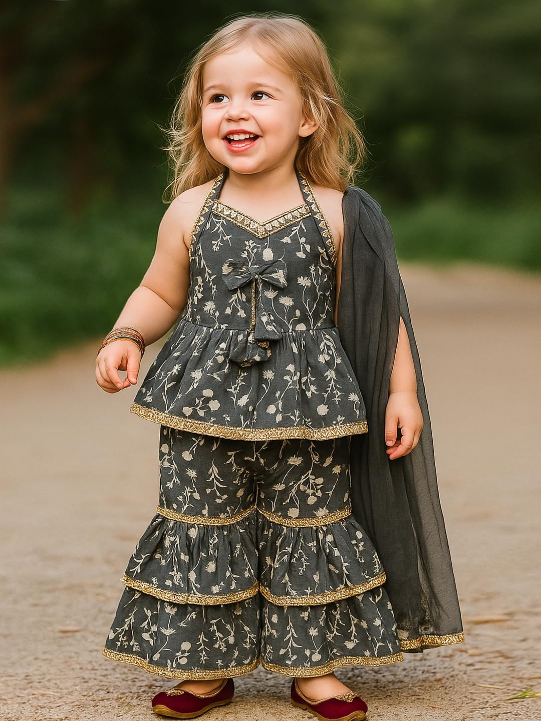 A.T.U.N. (ALL THINGS UBER NICE) Girls Kurti, Sharara and Dupatta Set | Comfortable Ethnic Wear Clothing Set