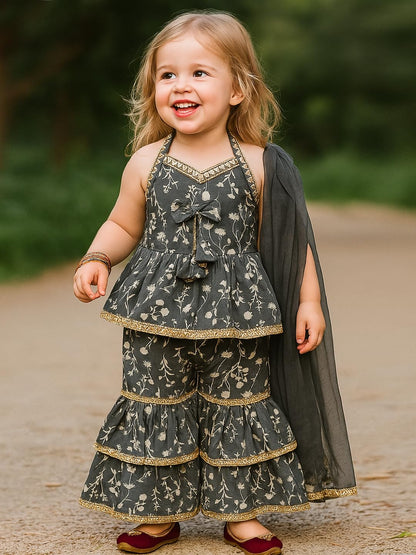 A.T.U.N. (ALL THINGS UBER NICE) Girls Kurti, Sharara and Dupatta Set | Comfortable Ethnic Wear Clothing Set