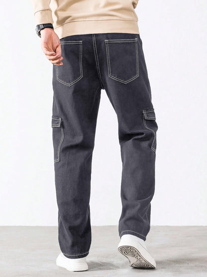 Noble Monk MenS Baggy Fit Jeans | Cargo Pocket | Streachable Jean For Mens Black