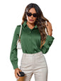 Indoprimo WomenS Solid Satin Casual Shirt | Stylish Western Long Sleeve Shirt For Women