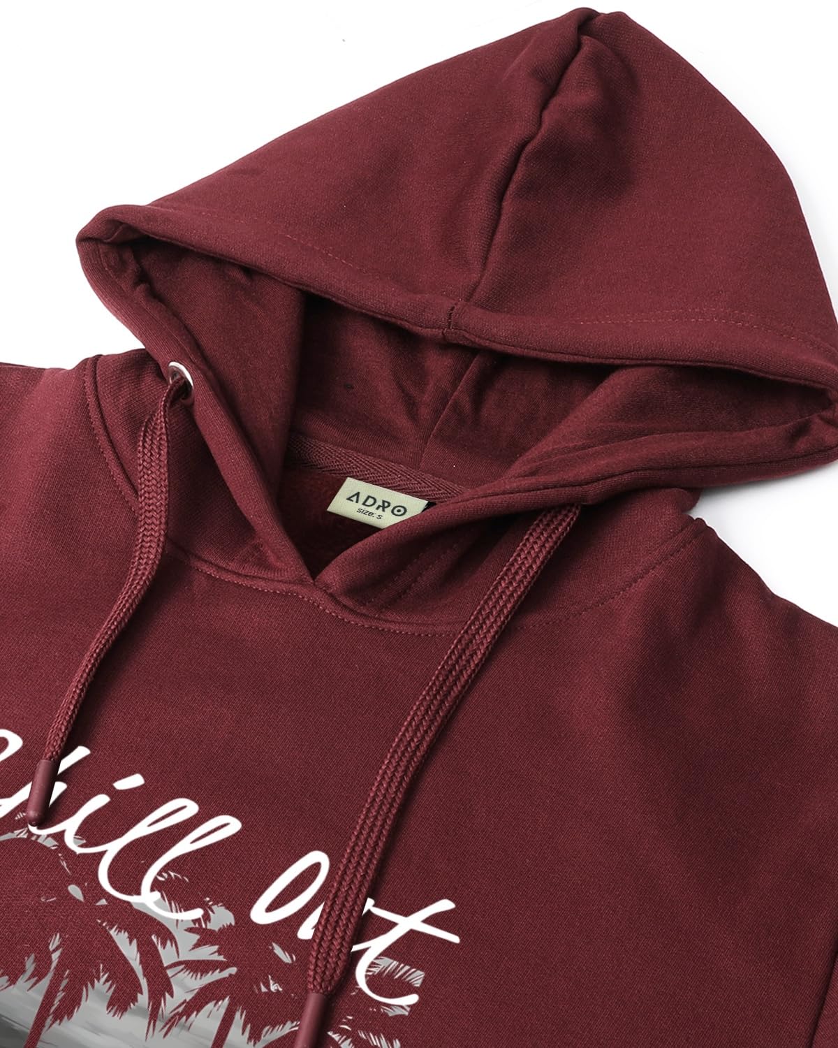 ADRO Men's Cotton Blend Neck Hooded Sweatshirt (H24-CHILL-MR_Maroon