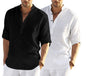 Hemrin Combo Of MenS Cotton Blend Full Sleeve Short Kurta Shirt With Mandarin Collar Pack Of 2 Black-White