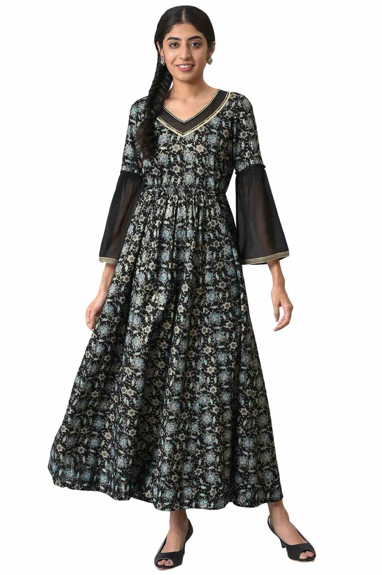 Black Contemporary Festive Liva Dress