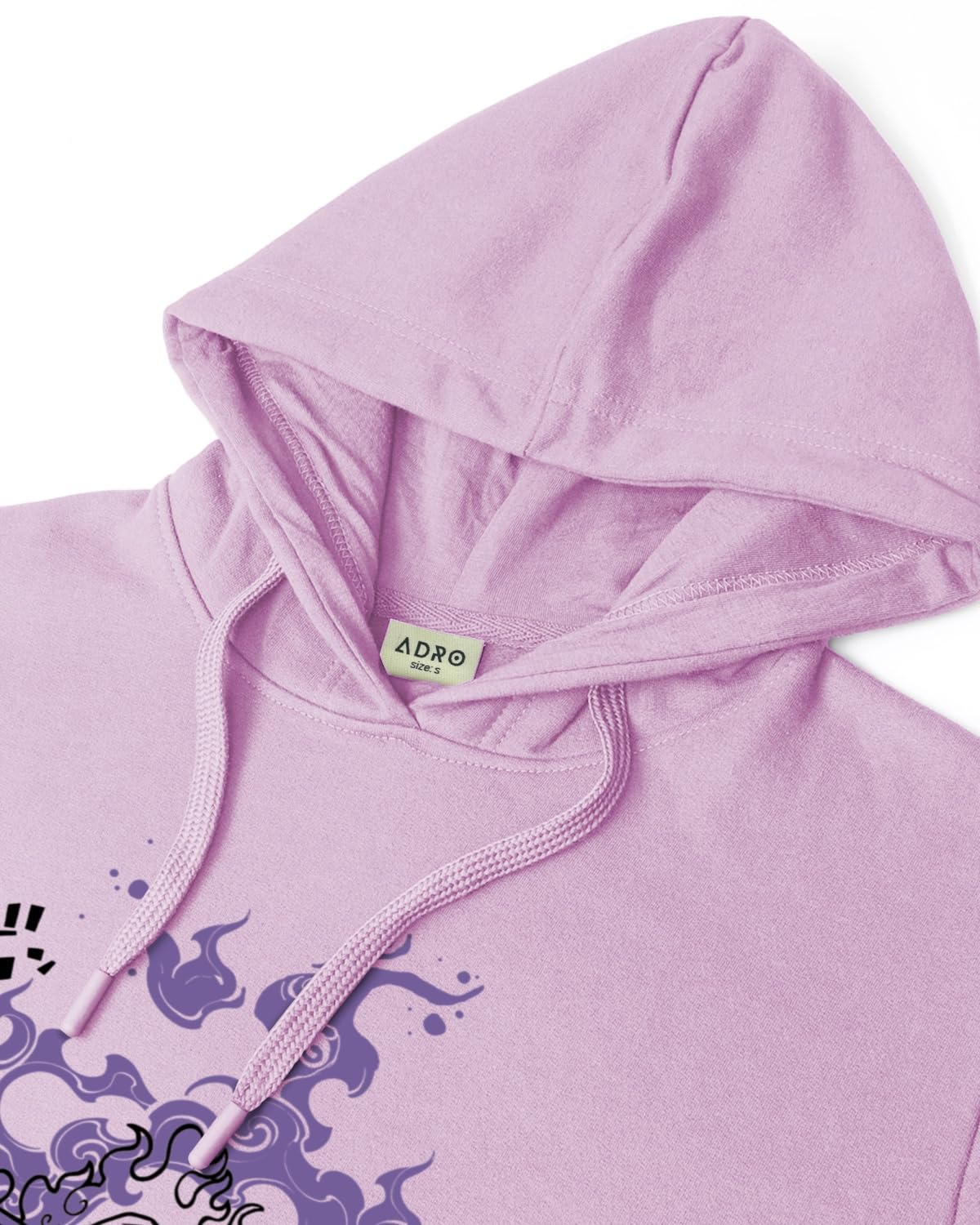 ADRO Men's Cotton Neck Hooded Sweatshirt (H24-LUFFY-PU_Lavender