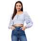 Rare Women Casual White Colour Square Neck Floral Fitted Top