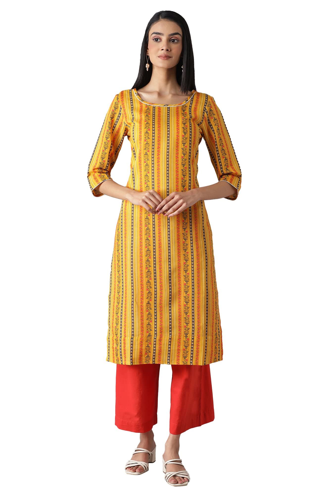 Aurelia WomenS Polyester Kurta & Cullote (22Feas13090-503739_Yellow_S)