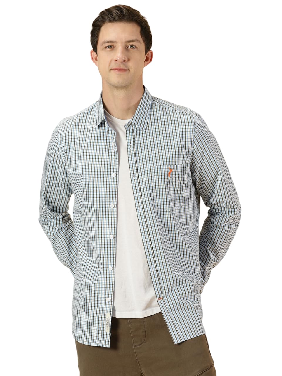 Thomas Scott Checkered Slim Fit Spread Collar Long Sleeve Casual Shirt for Mens