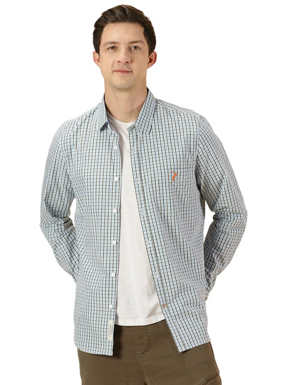 Thomas Scott Checkered Slim Fit Spread Collar Long Sleeve Casual Shirt for Mens