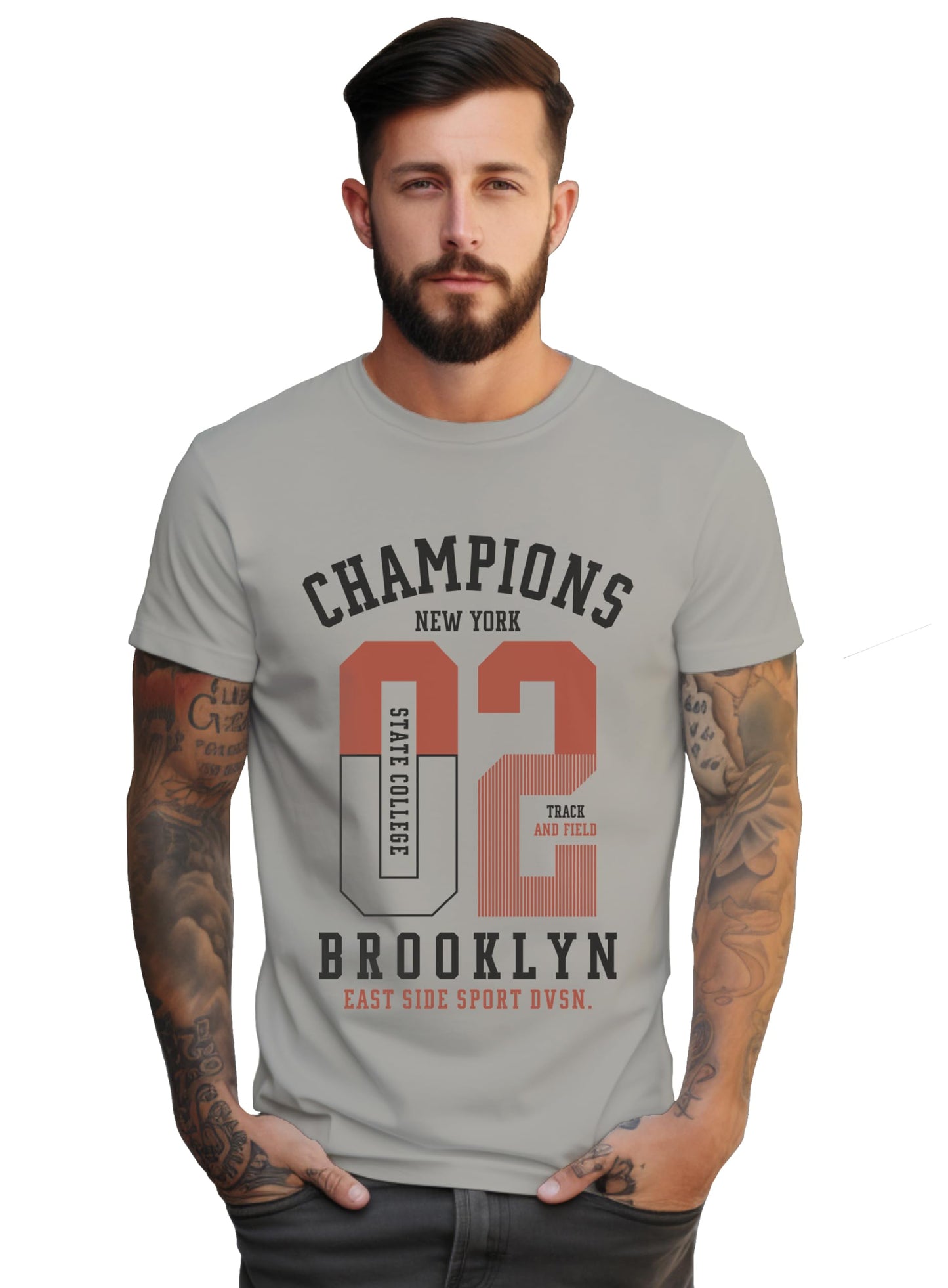 Peppyzone Mens Regular Fit T-Shirt (PZ-Number-9910_Grey5