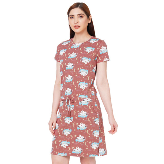 Sweet Dreams Women'S Cotton Kaftan Above The Knee Casual Dress (Ocw-2338_Twilight Rose