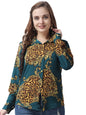 POPWINGS Printed Full-Sleeves Regular-Fit Polyester Printed Shirt for Women Stylish Western Casual Wear