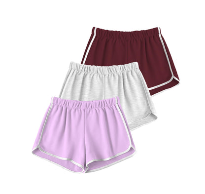 Kyda Kids Girls Cotton Printed Regular Fit Shorts For Summer - Multicolor (Pack Of 3)