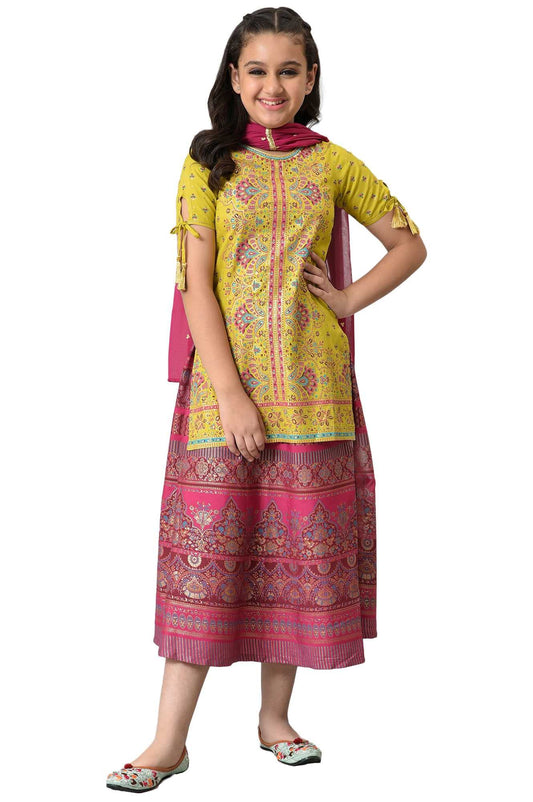 Aurelia Viscose Girl's Kurta & Skirt & Dupatta