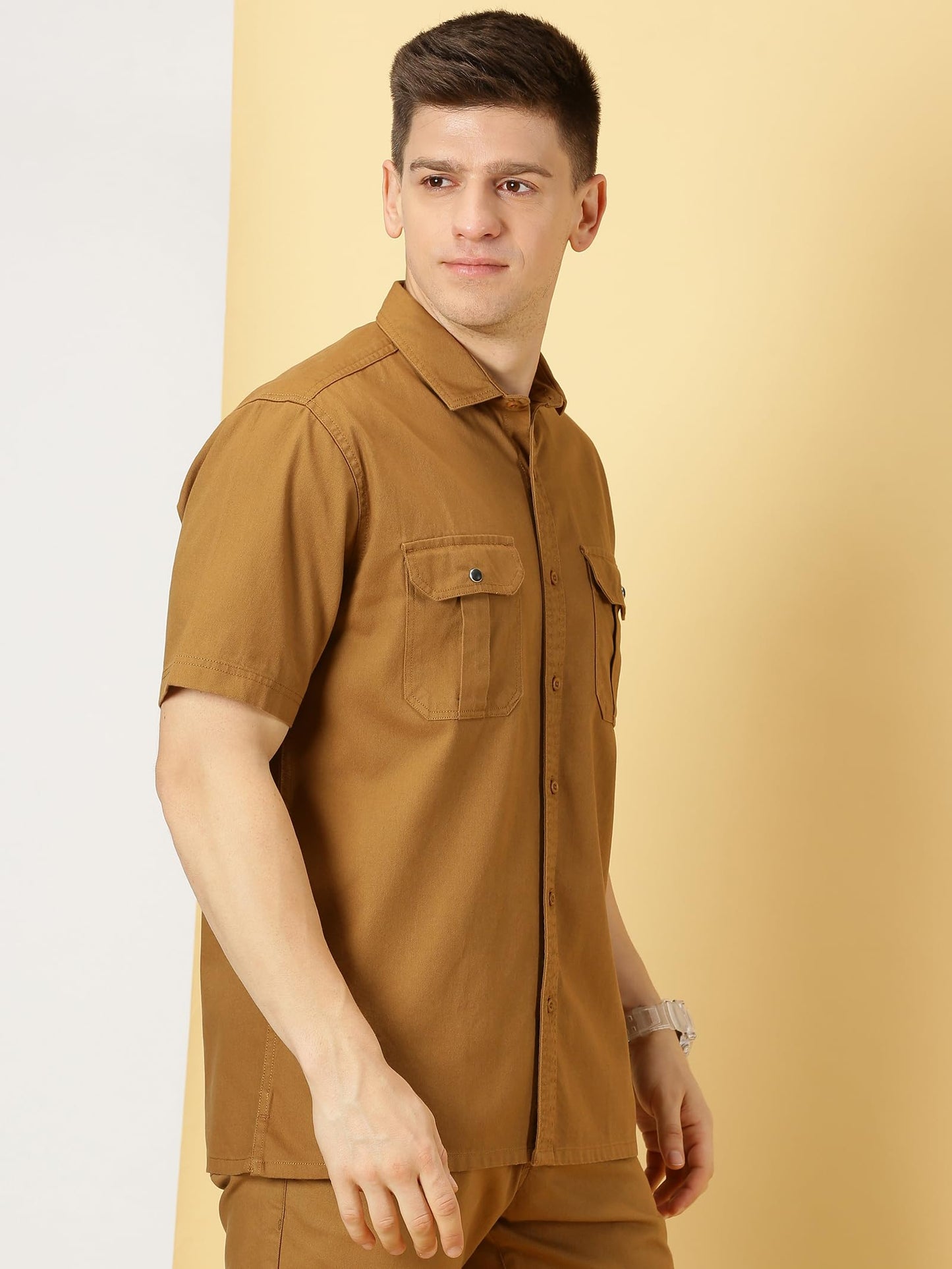 Thomas Scott Mens | Half Sleeve | Double Pockets | Solid | Regular Fit Plus Size | 100% Cotton | Spread Collar | Casual Shirts (