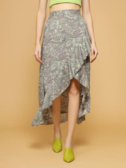 OOMPH! Long Skirts for Women Green - msk073