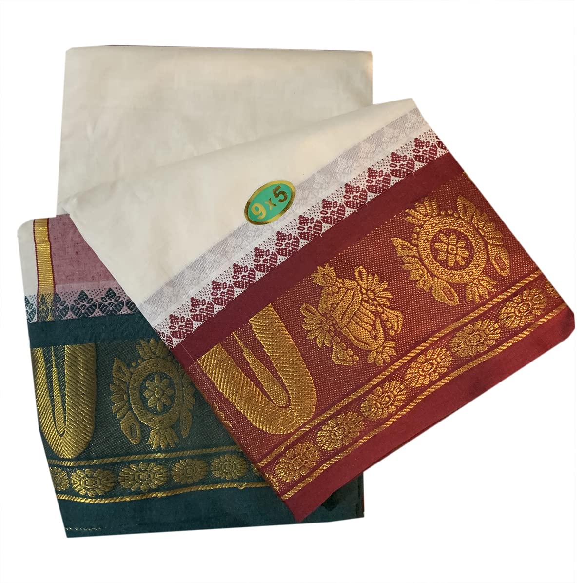 Prakasam Cotton Mens 9X5 (Panjakejam) Dhoti And Towel Set/100% Cotton Dhoti And Towel Attached Together Set/1.28X4.05 Mtrs Dhoti