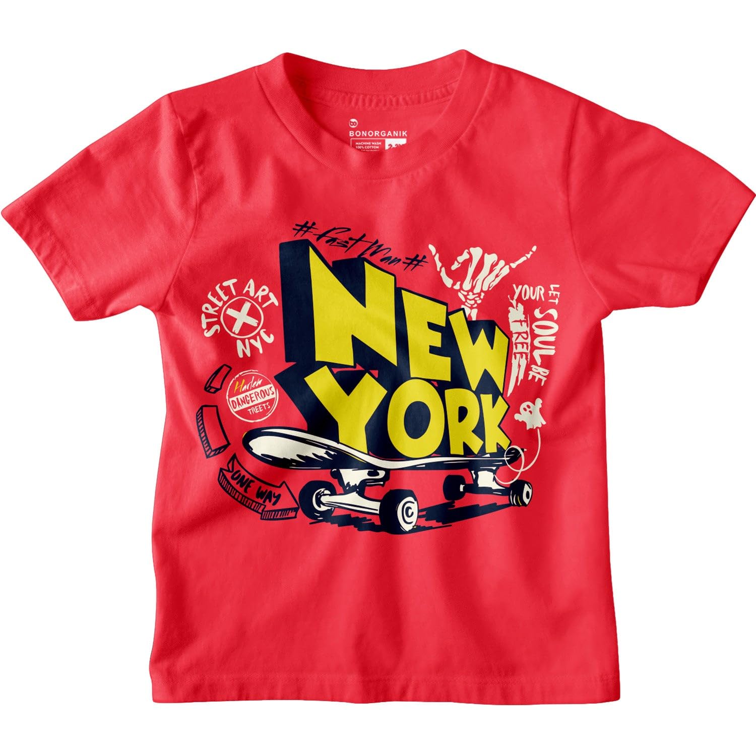 Bon Organik Boys Regular Fit T-Shirt (BON12191_Red