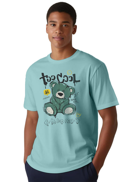 Peppyzone Mens Regular Fit T-Shirt (PZ-RT-Teddy1620_Sky Blue2