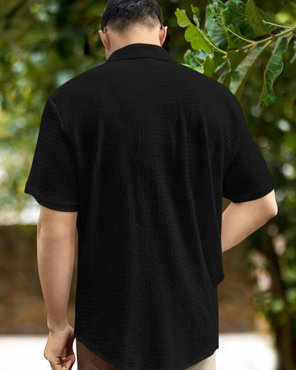 I Enterprise MenS Regular Fit Solid Soft Touch Cotton Casual Shirt Design With Spread Collar & Half Sleeve (Pack Of 2) Color_Bl
